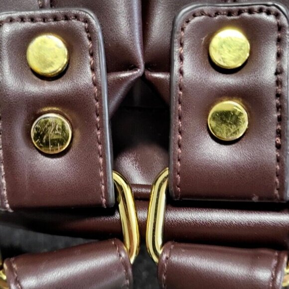 Adrienne Vittadini Women's Backpack Brown and Tan Stripped Faux Leather - Picture 10 of 11